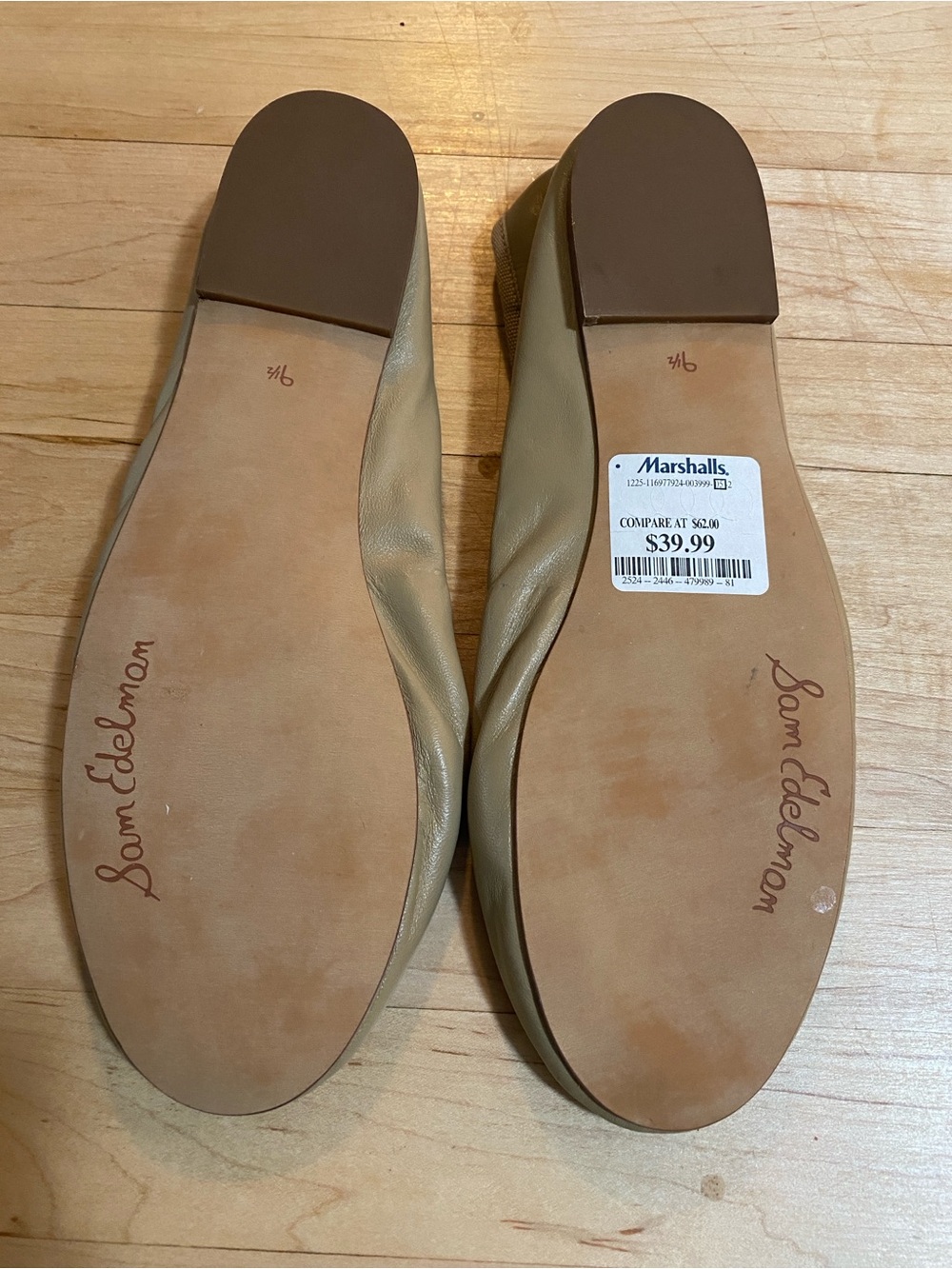 NEW Sam Edelman Tan Leather Ballet Flats Size 9.5 Logo Charms - Picture 5 of 8